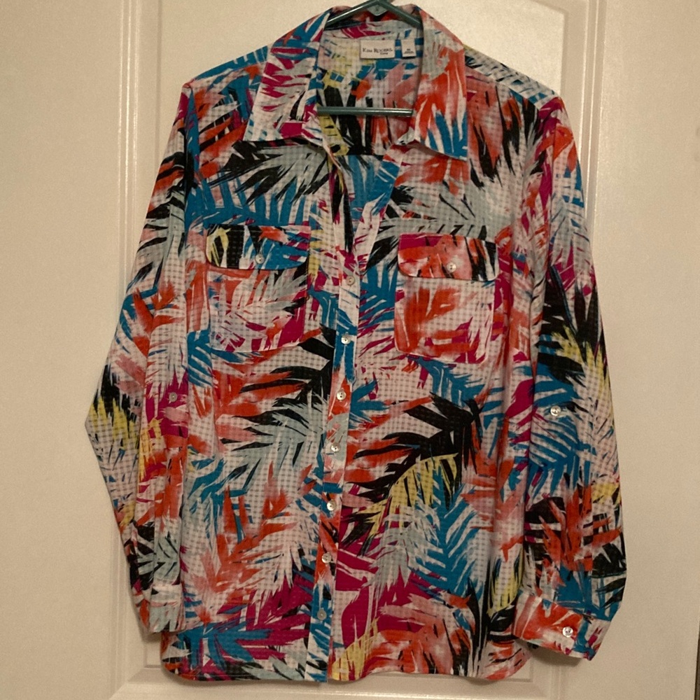 Kim Rogers Colorful Abstract Button Down Shirt